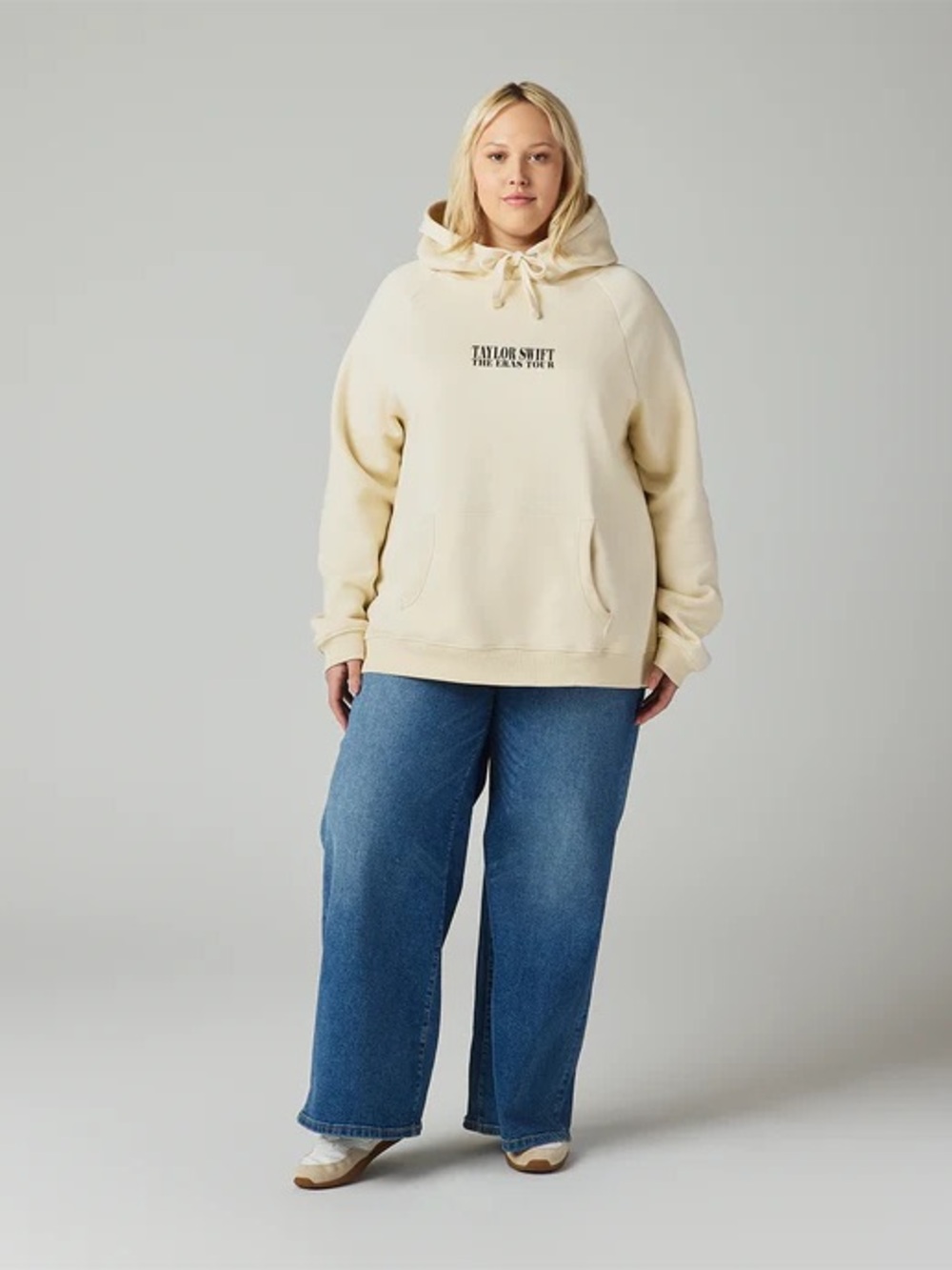 Taylor Swift Cream Pullover Hoodie with Black Logo